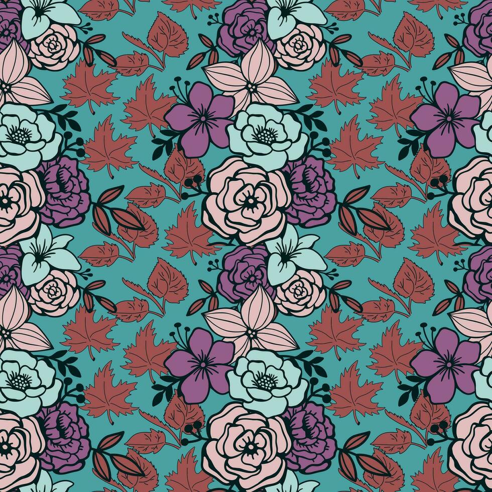 Blumen- nahtlos Muster. Blumen- wiederholen zum Textil- und Stoff. Blumen Muster vektor