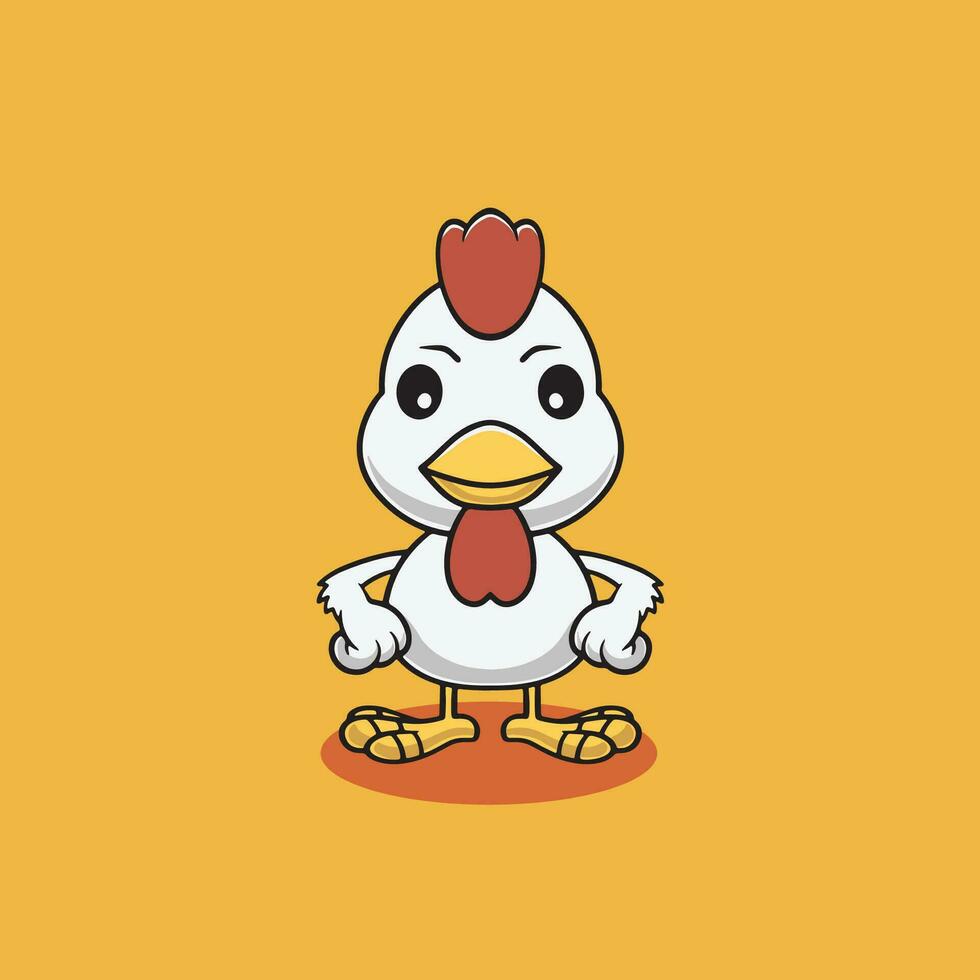 söt kyckling leende maskot illustration vektor