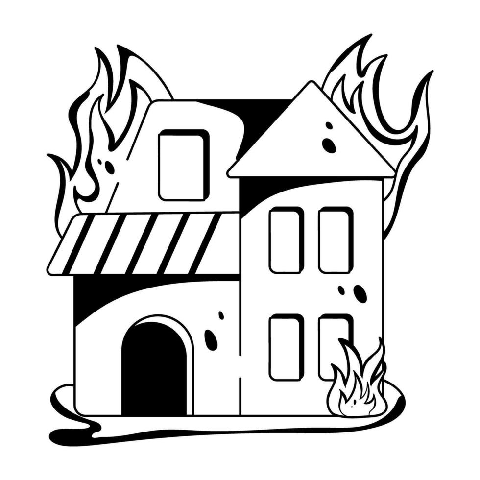 trendig brinnande hus vektor