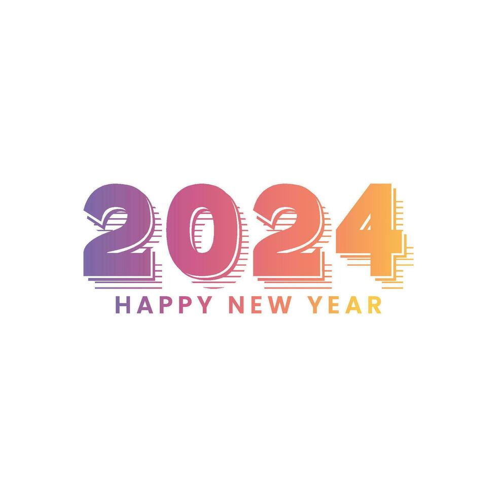 Lycklig ny år 2024 lutning färgrik design, färgrik 2024 typografi vektor