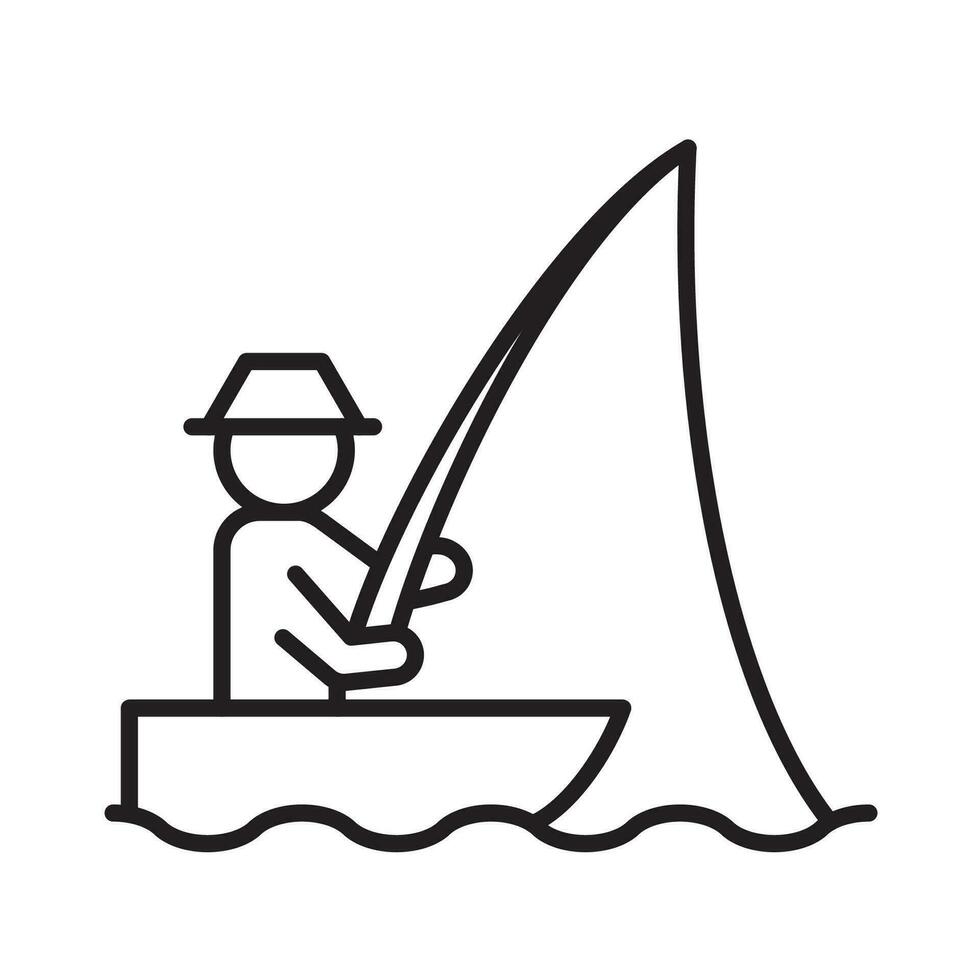 fiskare på en båt ikon vektor