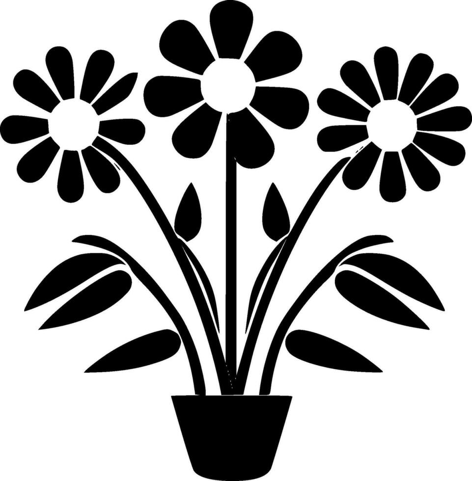 Blumen - - schwarz und Weiß isoliert Symbol - - Vektor Illustration