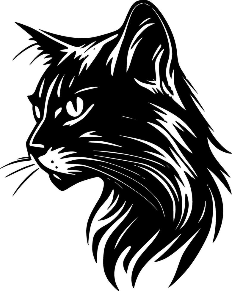 vildkatt - svart och vit isolerat ikon - vektor illustration