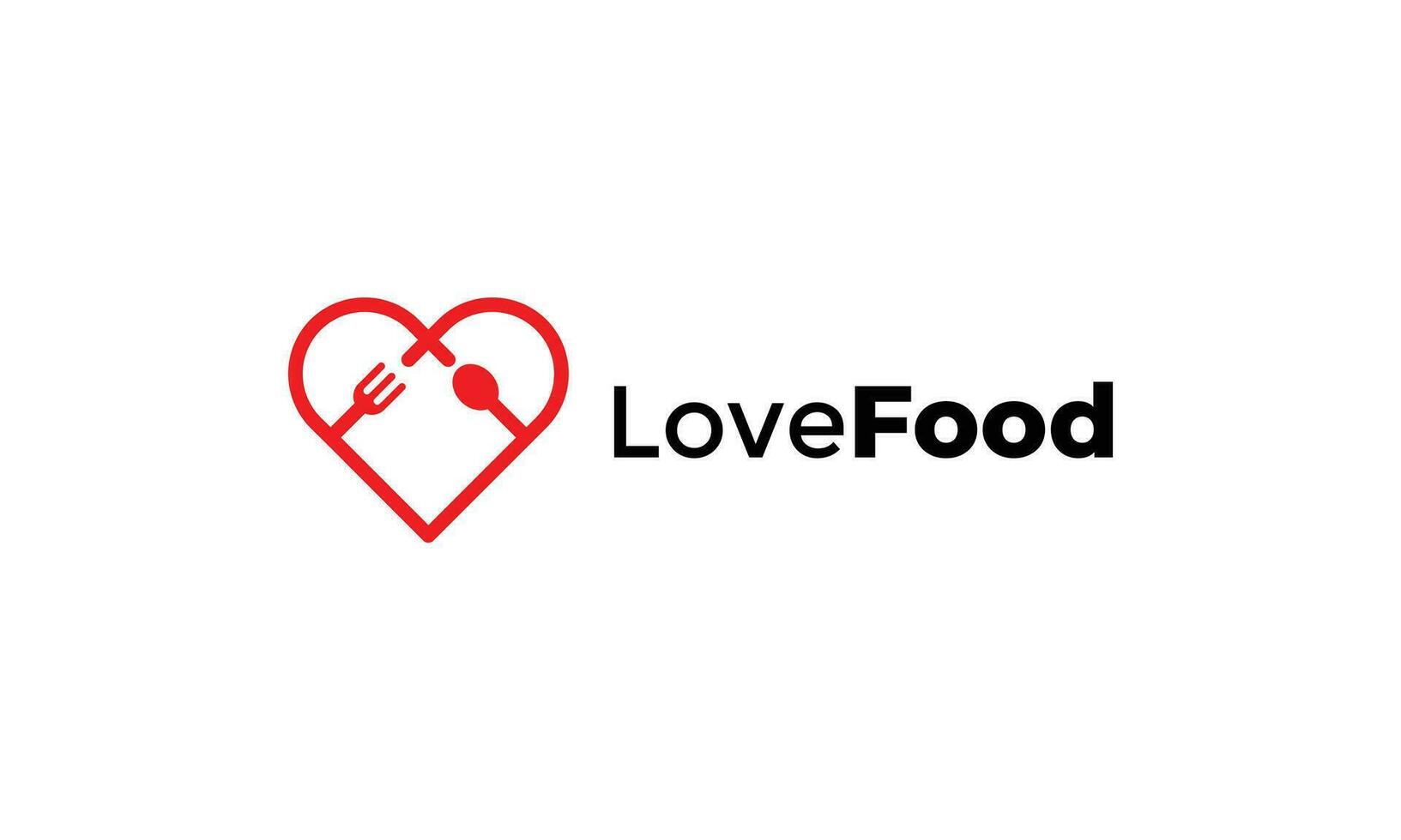 Liebe Gliederung Gabel und Löffel Logo zum Essen Geschäft vektor