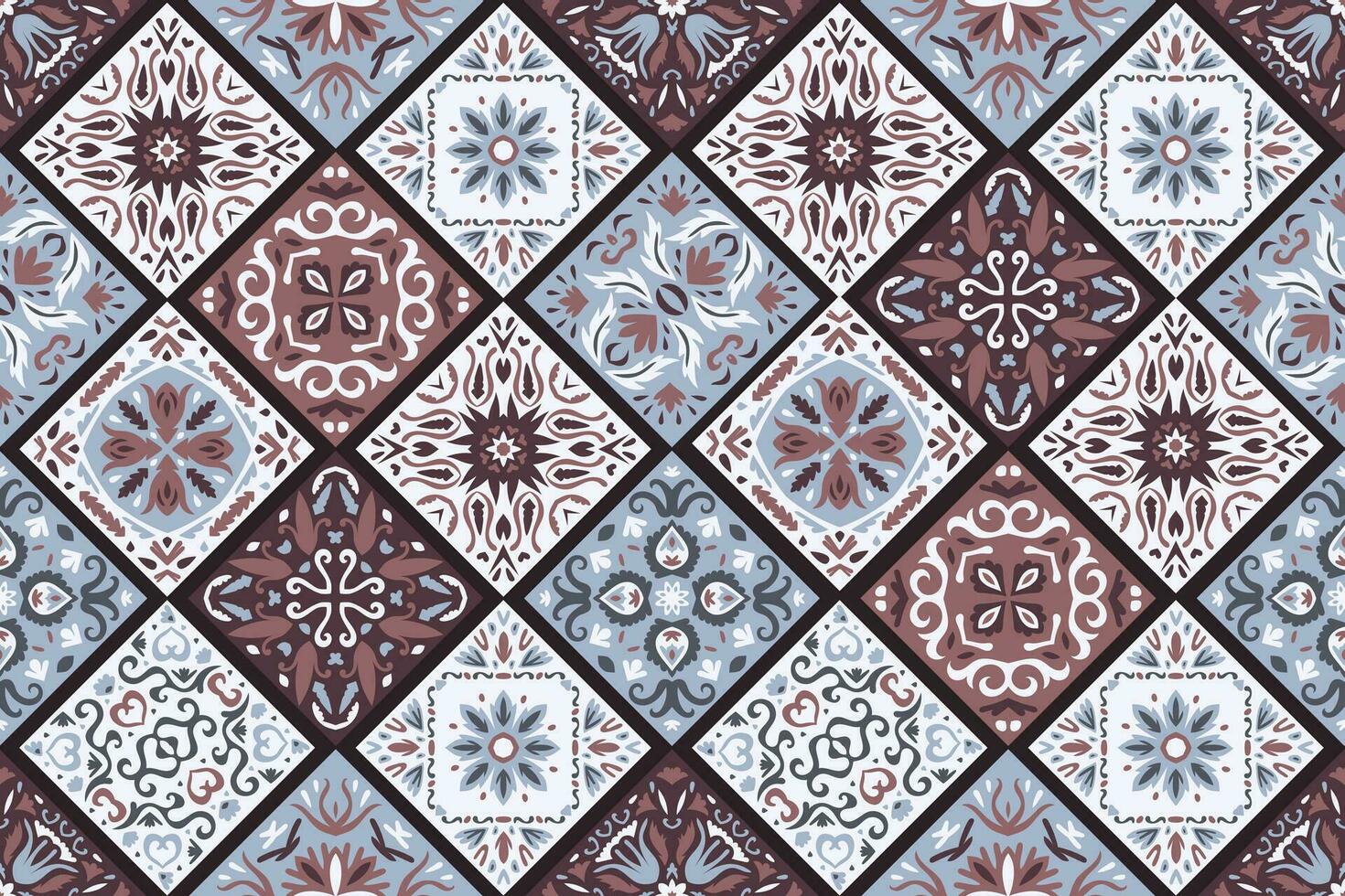 uppsättning av mönstrad azulejo golv plattor bakgrund. sömlös färgrik mönster vektor