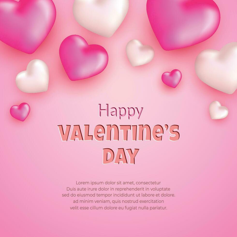 hjärtans dag försäljning erbjudande affisch mall med 3d realistisk rosa hjärta prydnad vektor grafisk