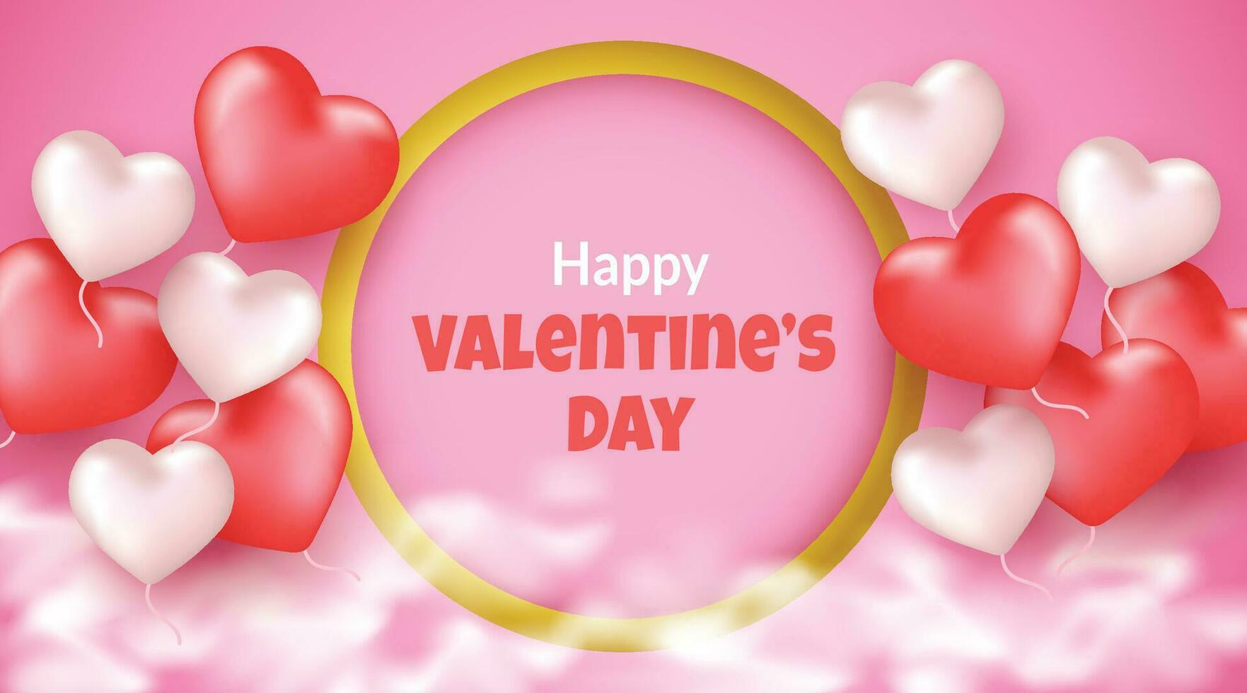 Valentinsgrüße Tag Banner Vektor Design Rosa Farbe mit 3d Liebe und Wolke Ornament