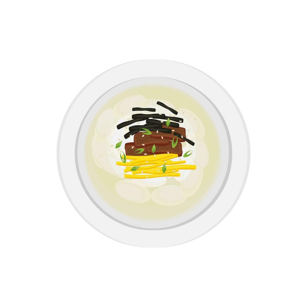 tteokguk koreanska ris kaka soppa vektor illustration logotyp