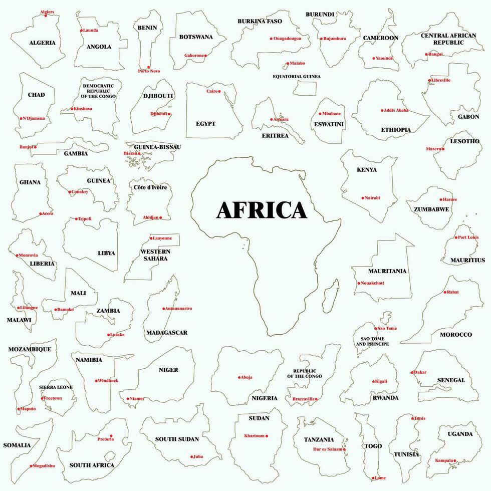 klotter freehand teckning av afrika länder Karta. vektor