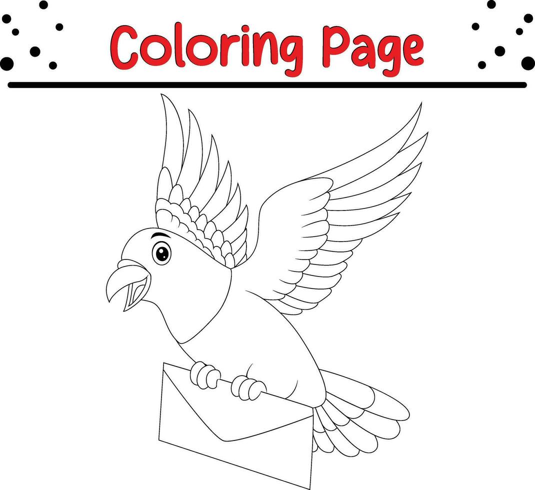 söt duva fågel tecknad serie färg sida illustration vektor. fågel färg bok för ungar. vektor