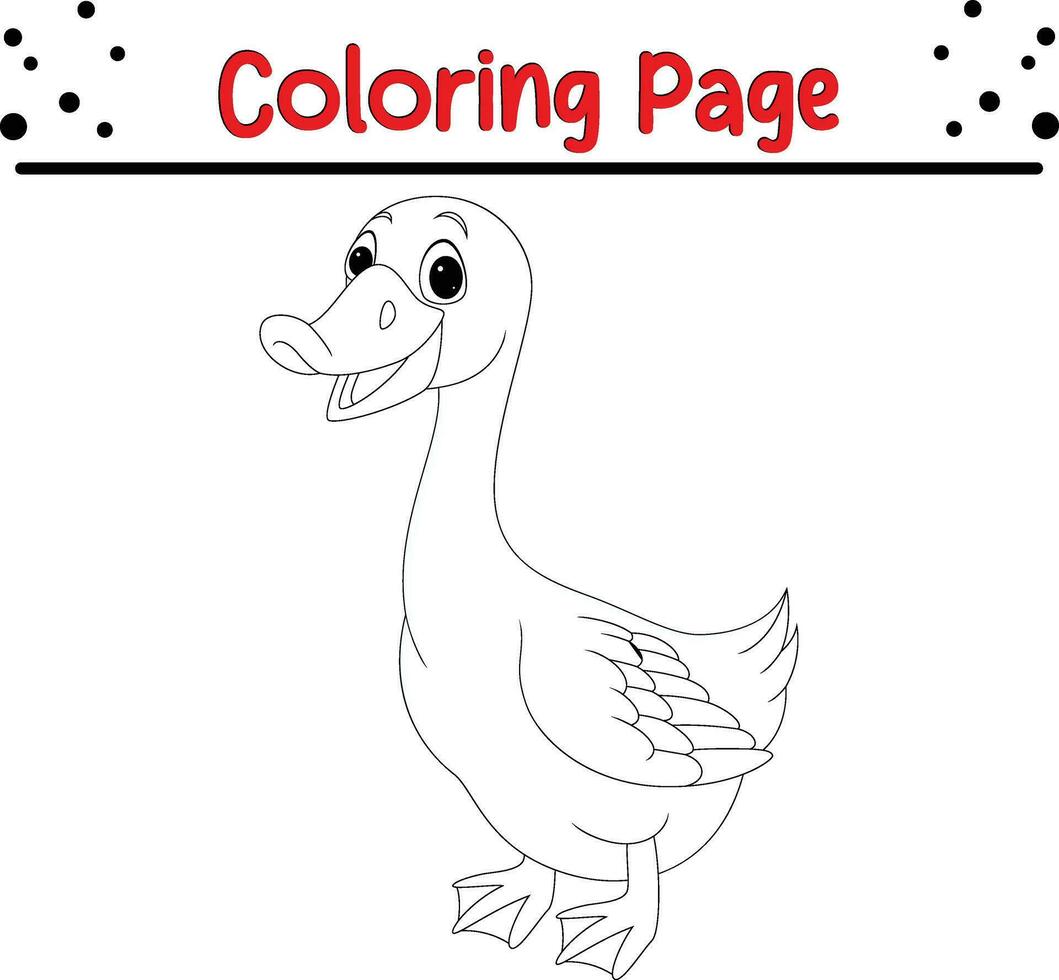 söt Anka tecknad serie färg sida illustration vektor. fågel färg bok för ungar. vektor