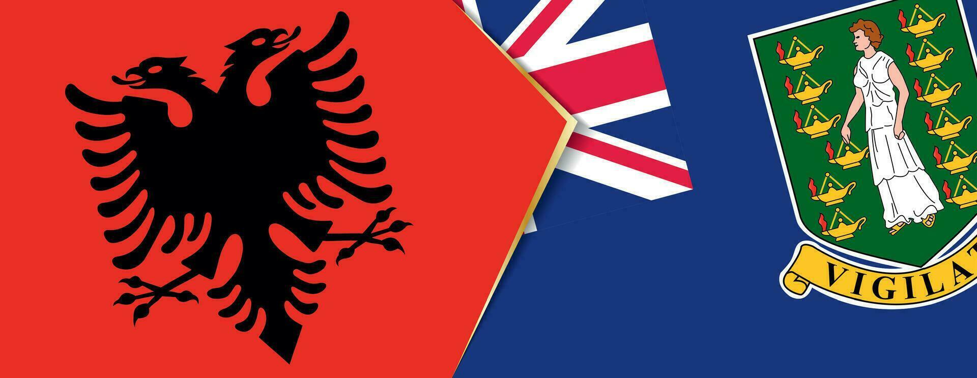albania och brittiskt jungfrulig öar flaggor, två vektor flaggor.