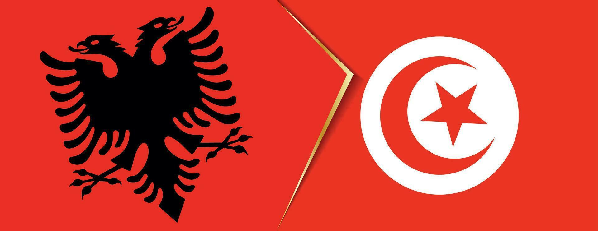 Albanien und Tunesien Flaggen, zwei Vektor Flaggen.