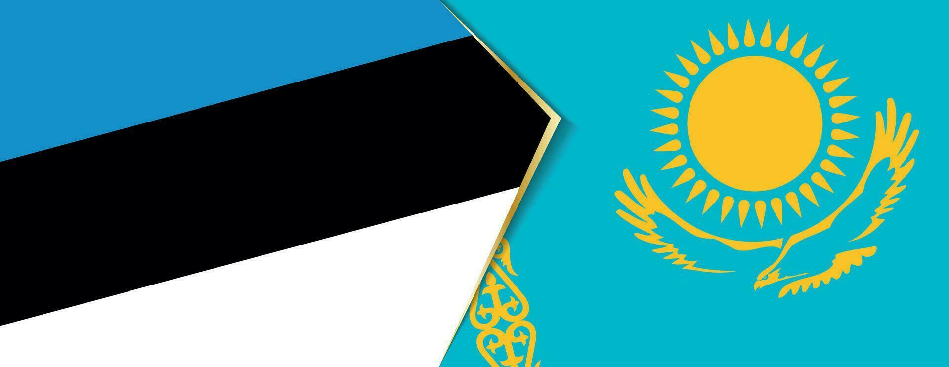 Estland und Kasachstan Flaggen, zwei Vektor Flaggen.