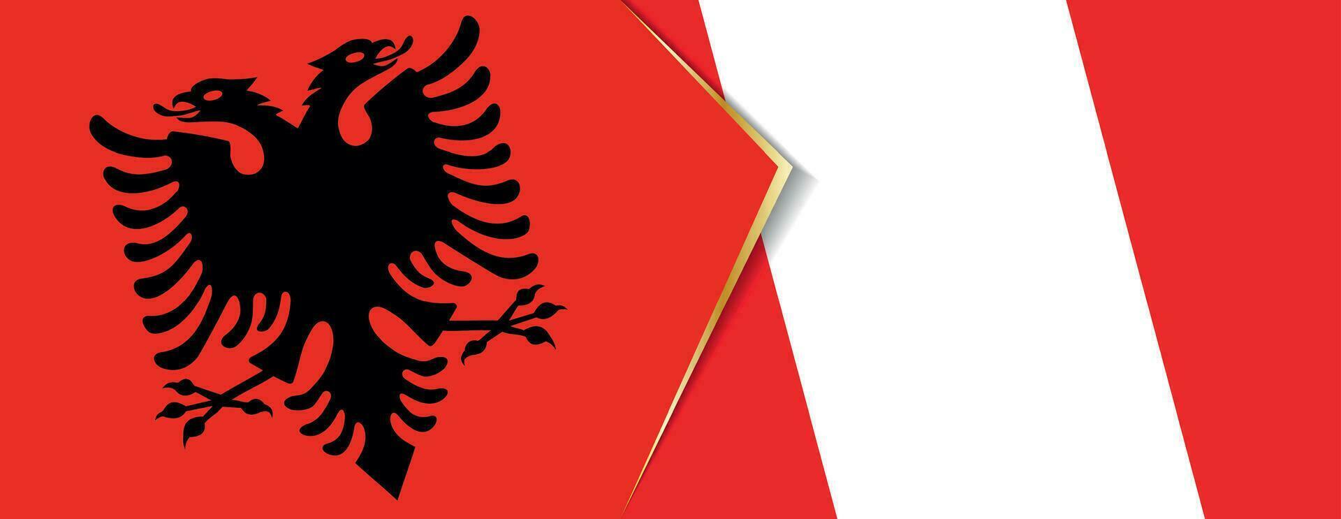 albania och peru flaggor, två vektor flaggor.