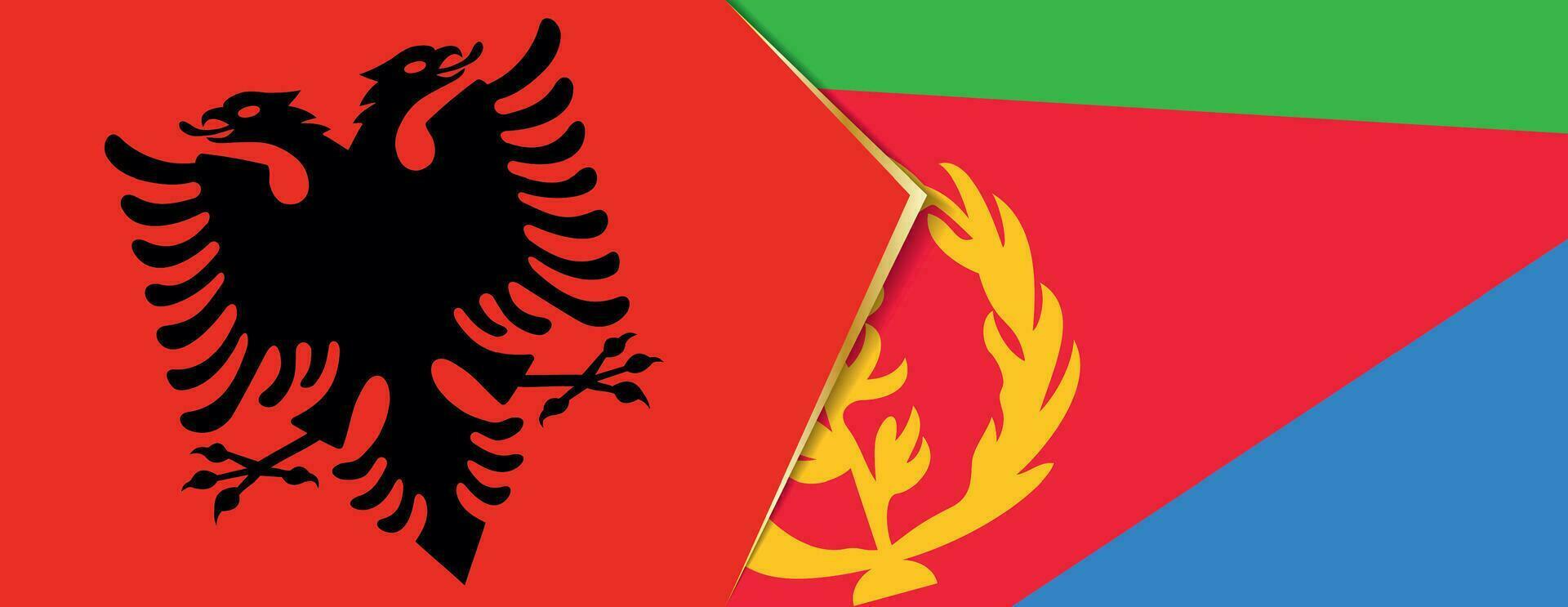 albania och eritrea flaggor, två vektor flaggor.