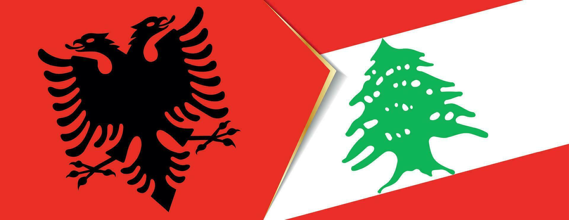 albania och libanon flaggor, två vektor flaggor.