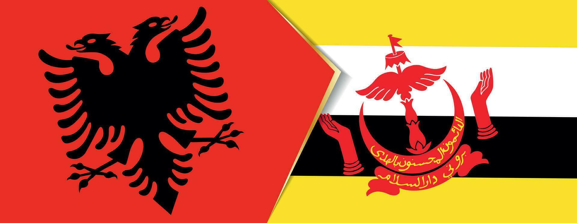 albania och brunei flaggor, två vektor flaggor.