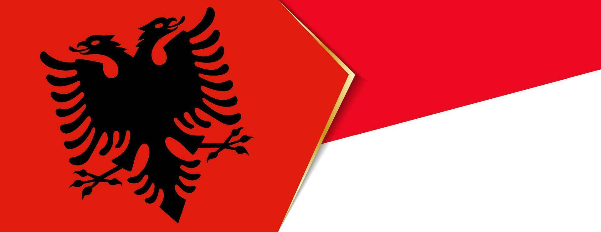 albania och Monaco flaggor, två vektor flaggor.