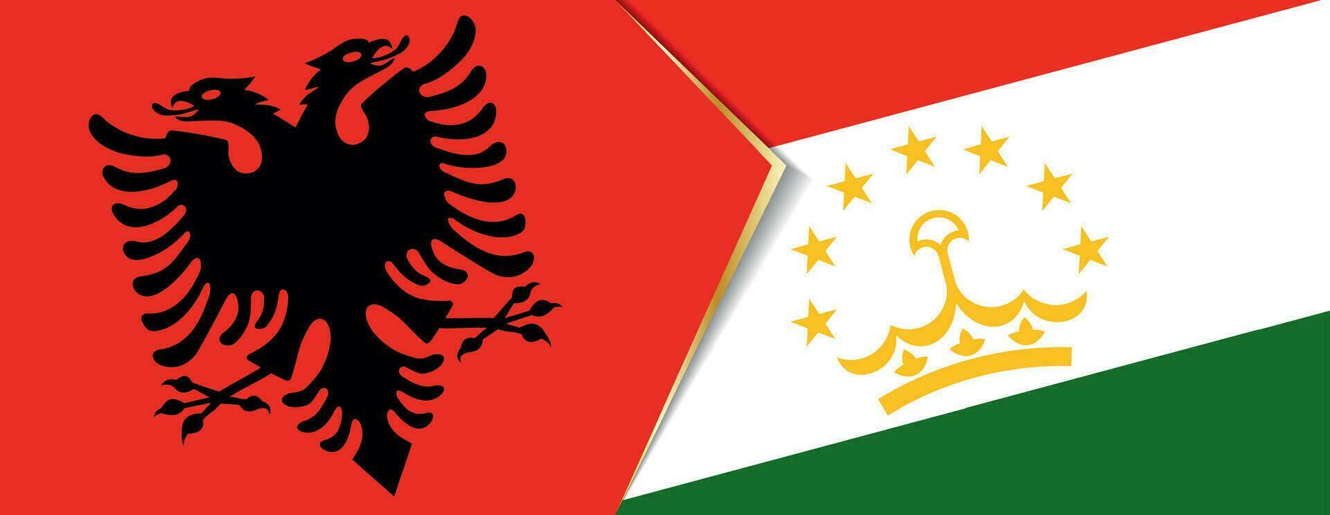 albania och tadzjikistan flaggor, två vektor flaggor.