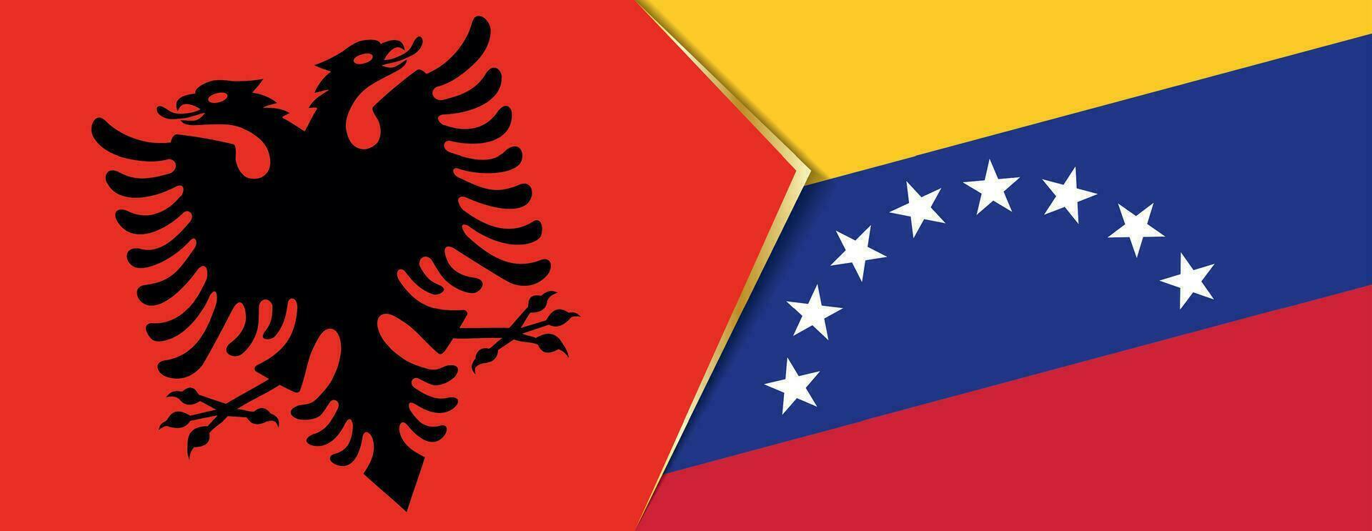 Albanien und Venezuela Flaggen, zwei Vektor Flaggen.