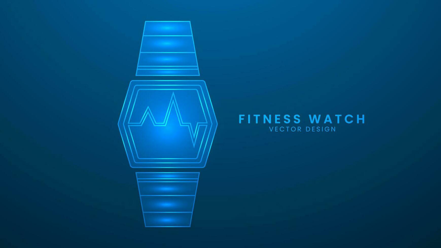 Fitness Tracker Clever Uhr mit Herz Bewertung Monitor. Sport Ausbildung und Fitnessstudio Ausrüstung. Vektor Illustration mit Licht bewirken und Neon-