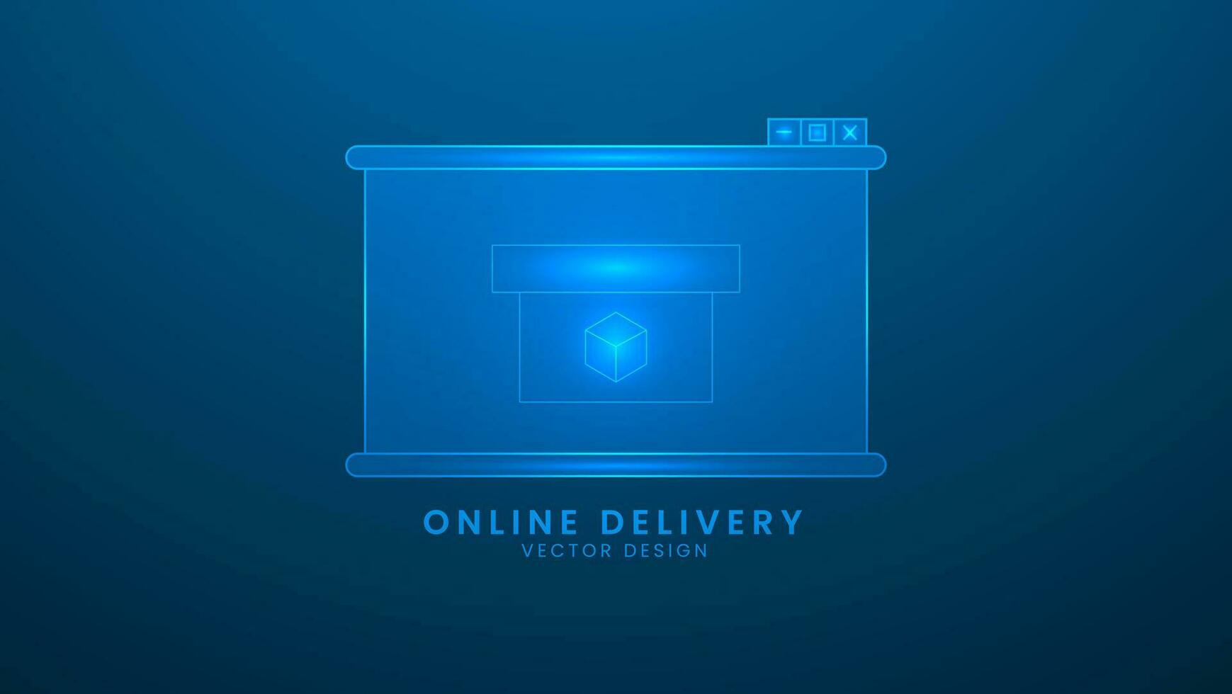 online Lieferung Paket. online Lieferung Bedienung Konzept. Vektor Illustration mit Licht bewirken und Neon-