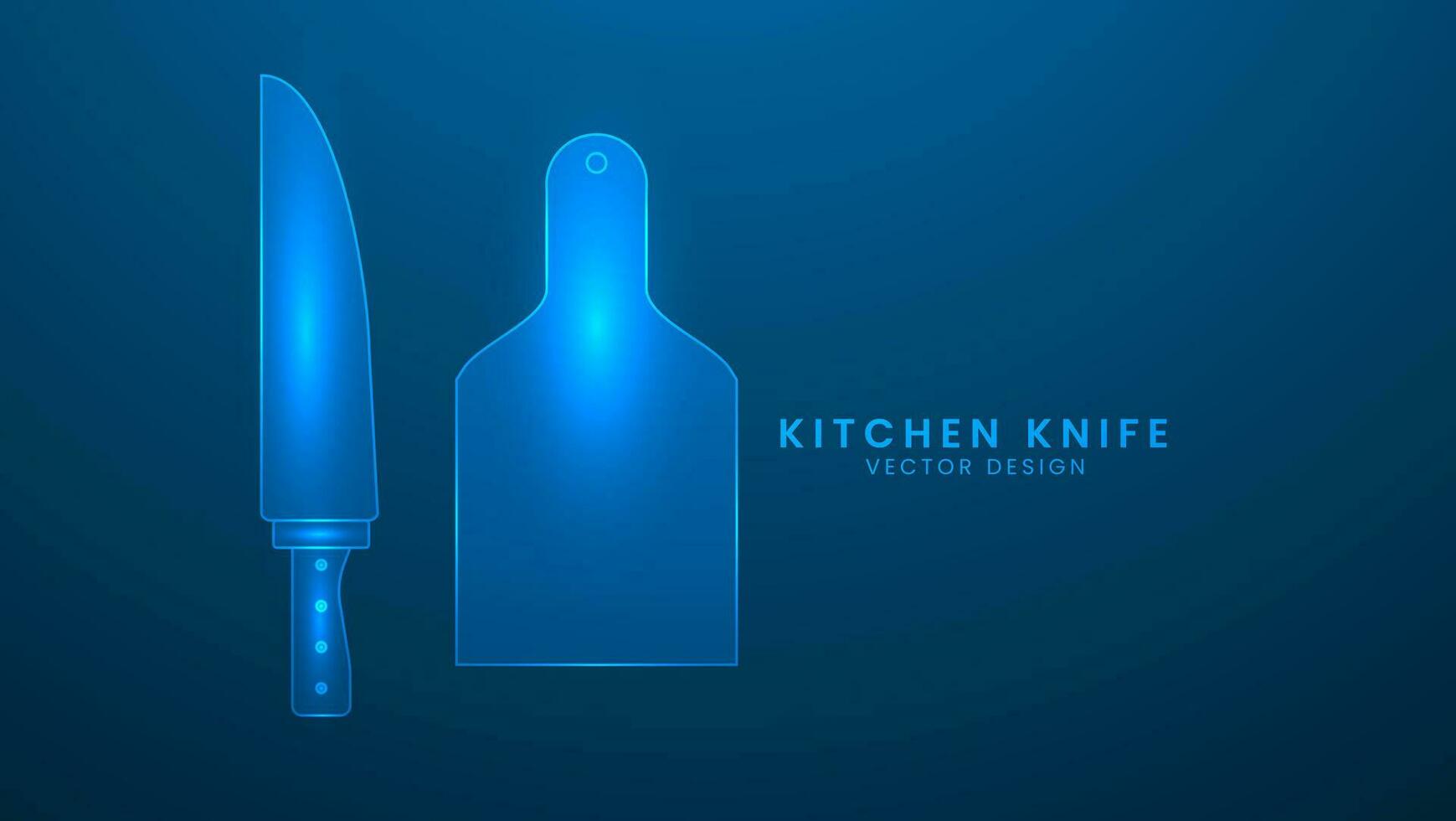 Küche Messer. Utensilien Werkzeuge und Kochen. Vektor Illustration mit Licht bewirken und Neon-