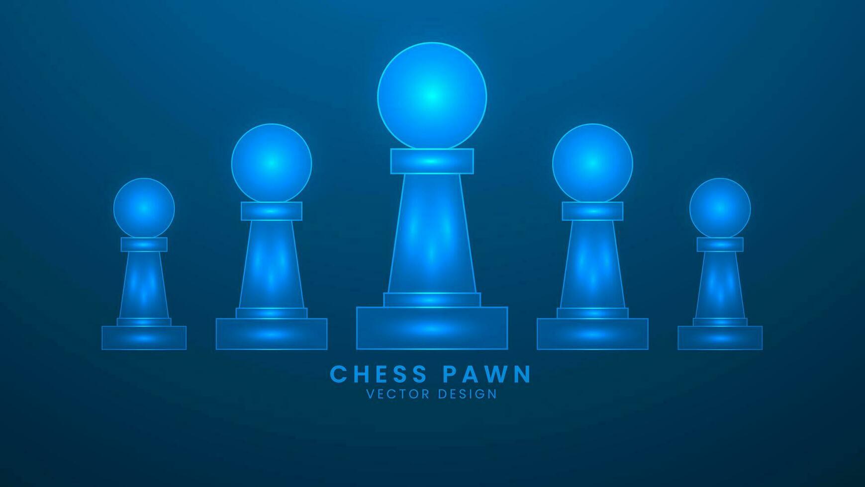 Schach verpfänden. strategisch Spiel oder Hobby. Vektor Illustration mit Licht bewirken und Neon-