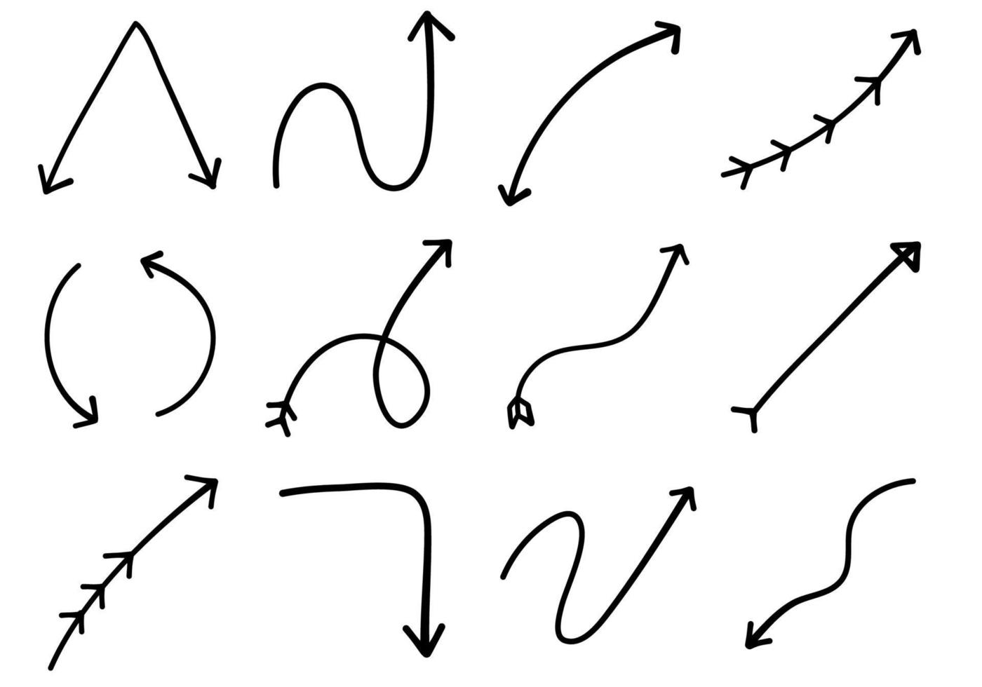 uppsättning doodle pil vektor