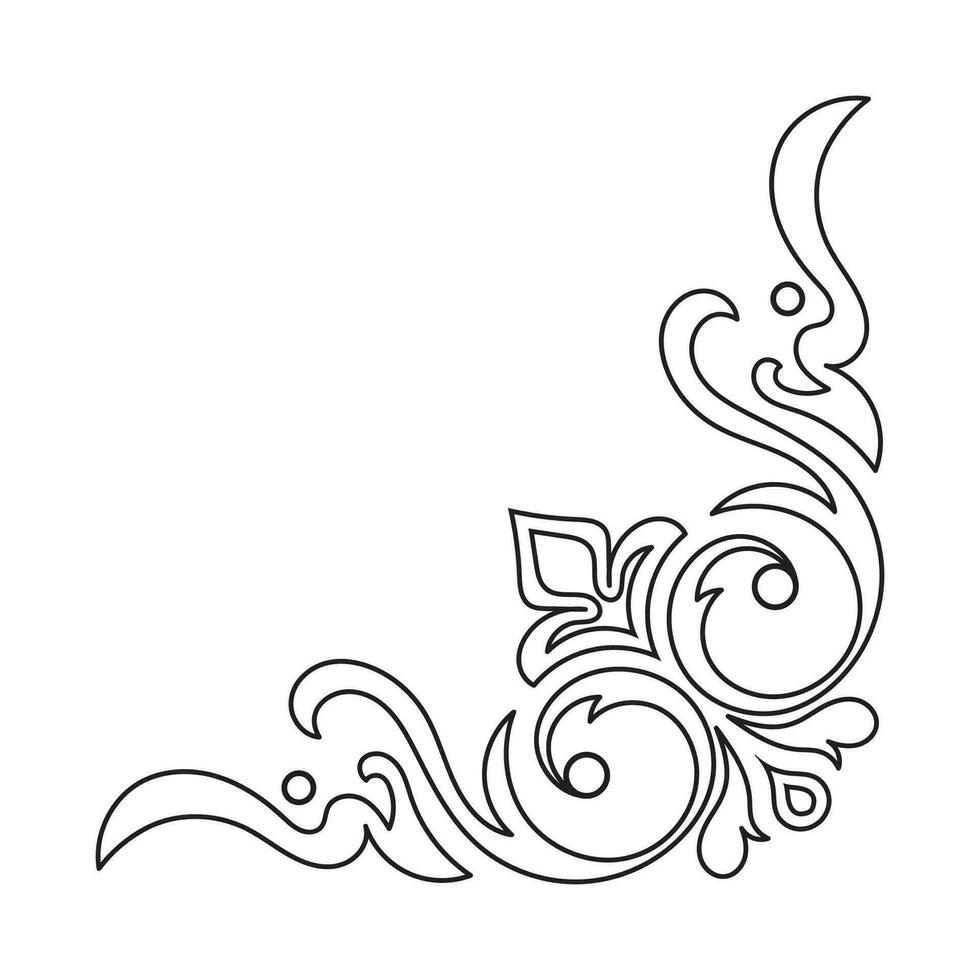 tunn linje årgång hörn. medeltida period av de victorian dynasti. fint svart monogram ram design element abstrakt ikon samling blomma enkel symbol vektor