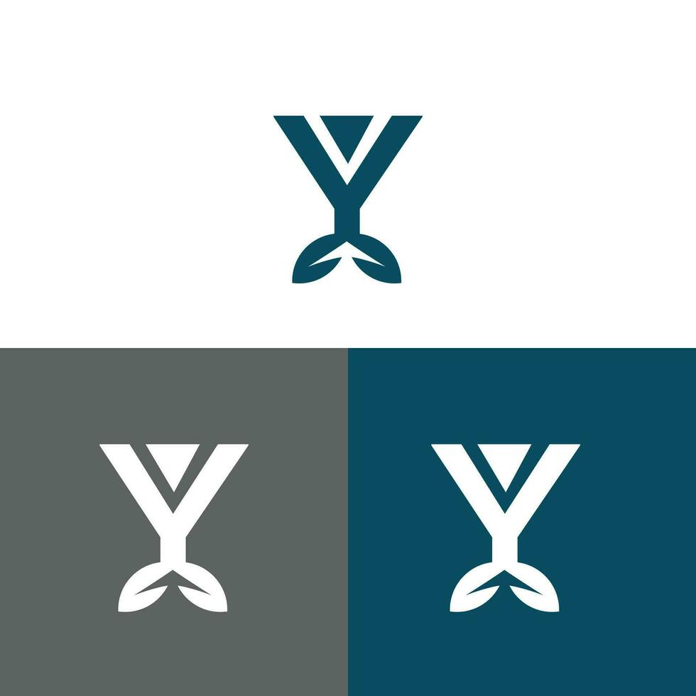 Brief y Logo Design Konzept Negativ Raum Stil. abstrakt Zeichen gebaut von prüfen markiert. Vektor Elemente Vorlage Symbol.