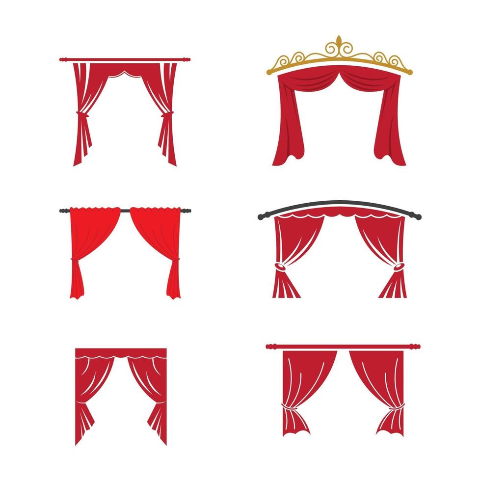 röd gardin cornice dekor inhemska tyg interiör vektor