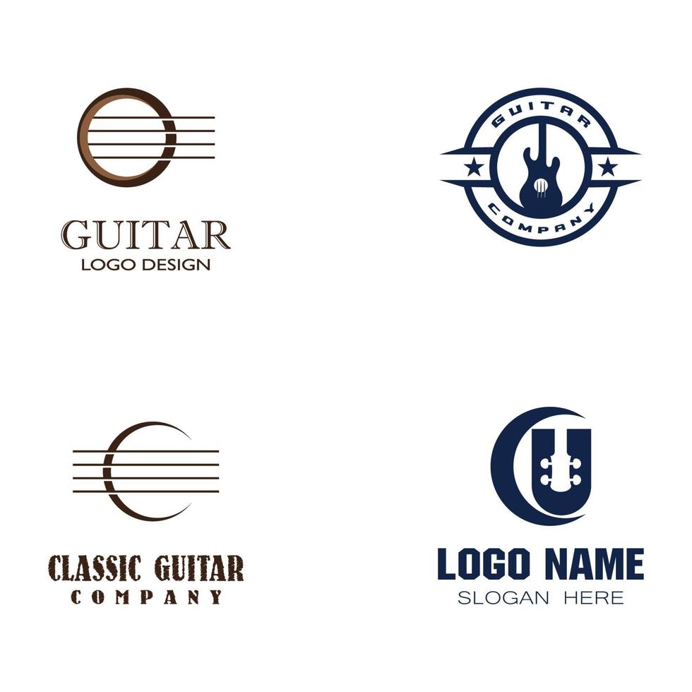 kors gitarr musikband emblem stämpel vintage retro logo design vektor