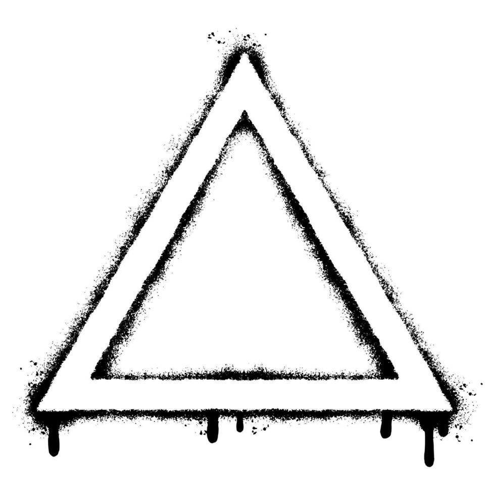 spray målad graffiti triangel ikon sprutas isolerat med en vit bakgrund. vektor
