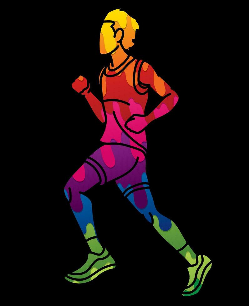 Graffiti Marathon- Läufer ein Mann Laufen Aktion vektor