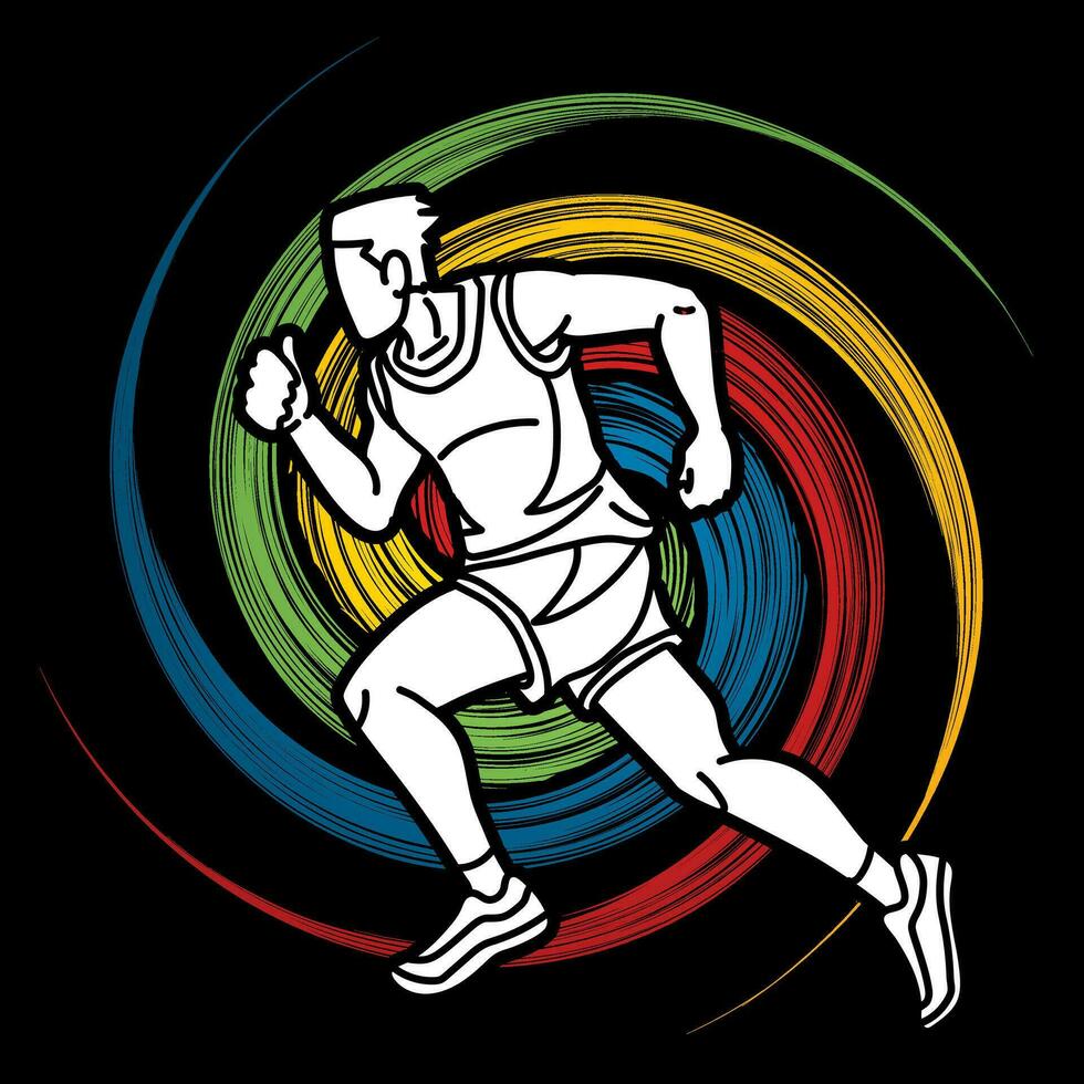 en man löpning sport grafisk vektor