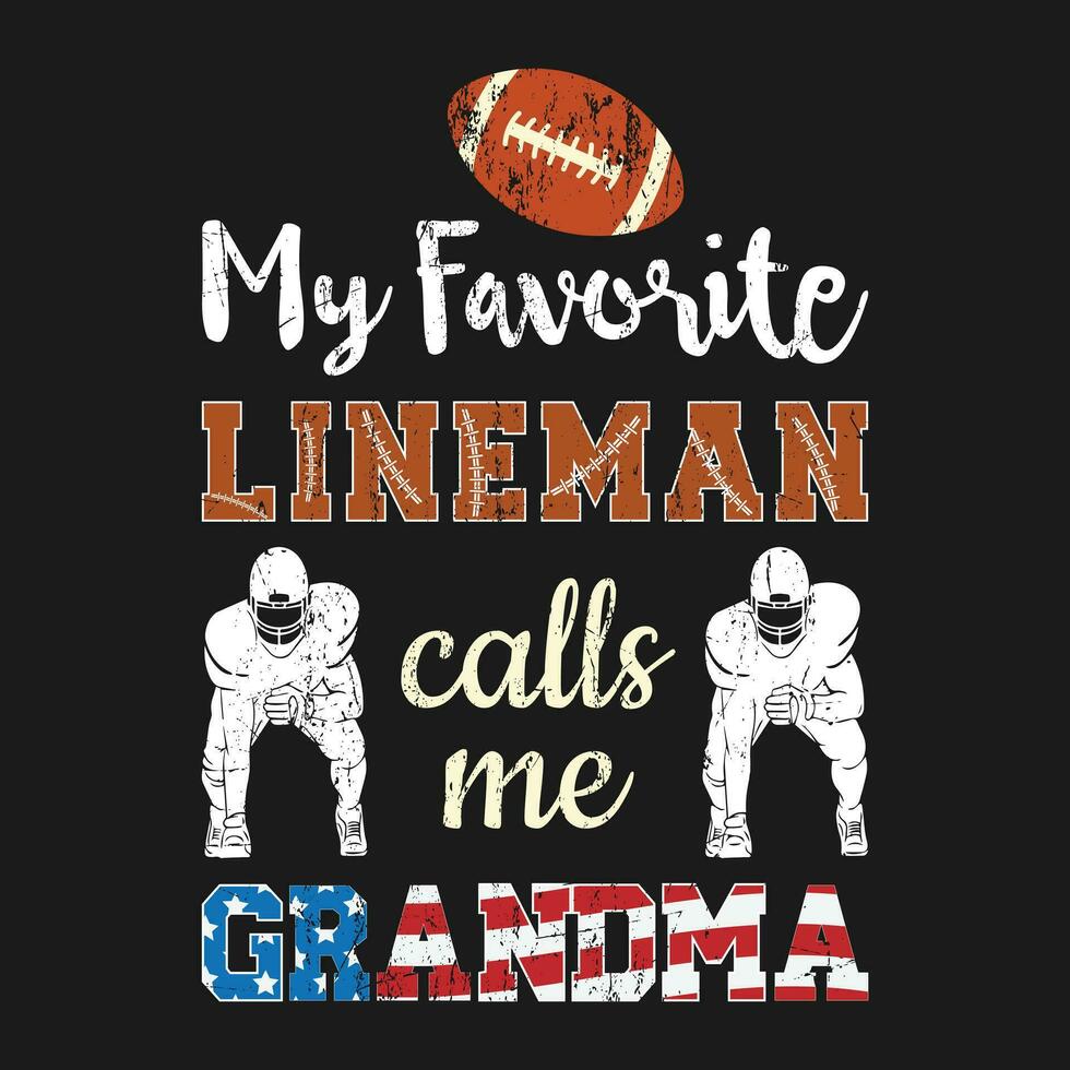 komisch Jahrgang meine Liebling Fußball Lineman Oma von ein Fußball Lineman Geschenk T-Shirt Design vektor