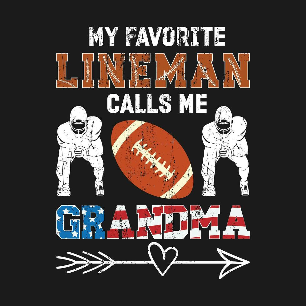 komisch Jahrgang meine Liebling Fußball Lineman Oma von ein Fußball Lineman Prämie Geschenk T-Shirt Design vektor