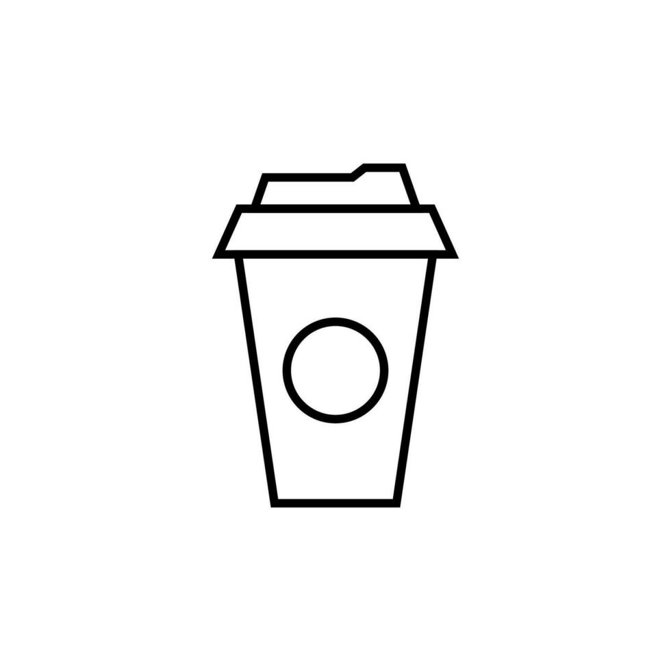 Kaffee im Einweg Tasse Vektor Linie Zeichen zum Anzeigen. geeignet zum Bücher, Shops, Geschäfte. editierbar Schlaganfall im minimalistisch Gliederung Stil. Symbol zum Design