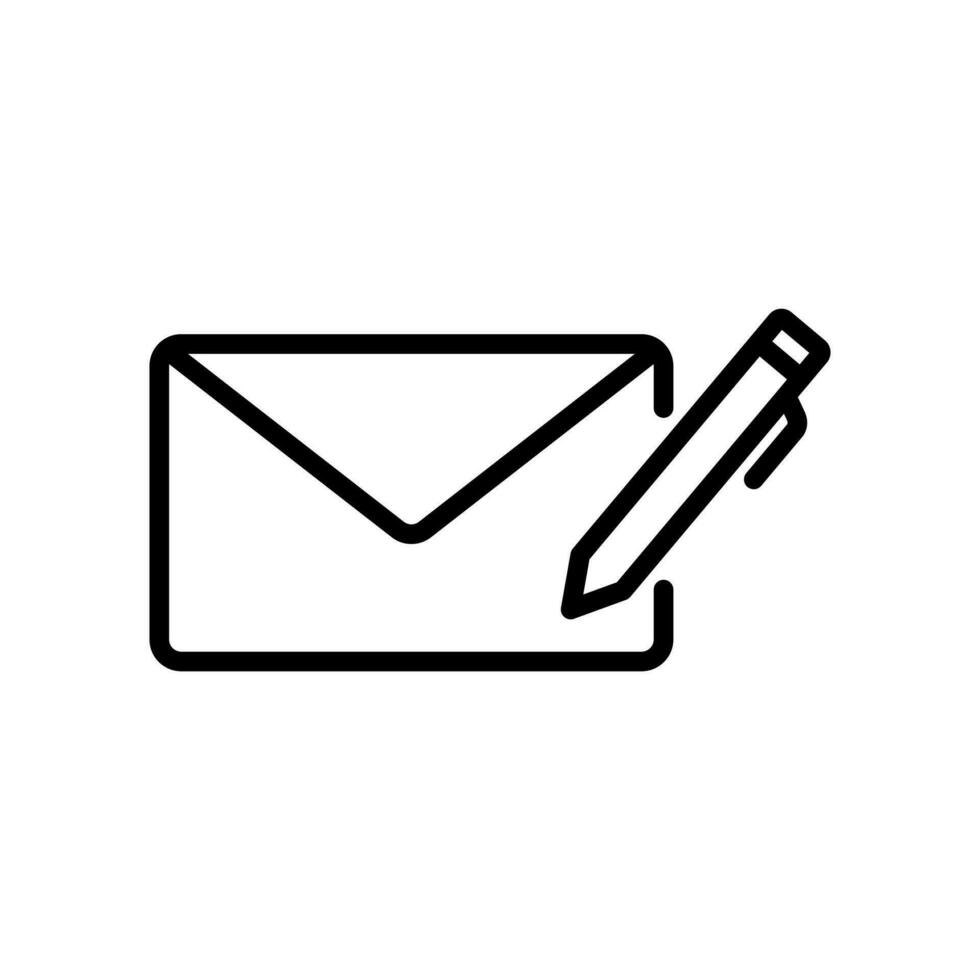 skriva e-post, redigera, komponera post, kuvert och penna ikon i linje stil design isolerat på vit bakgrund. redigerbar stroke. vektor