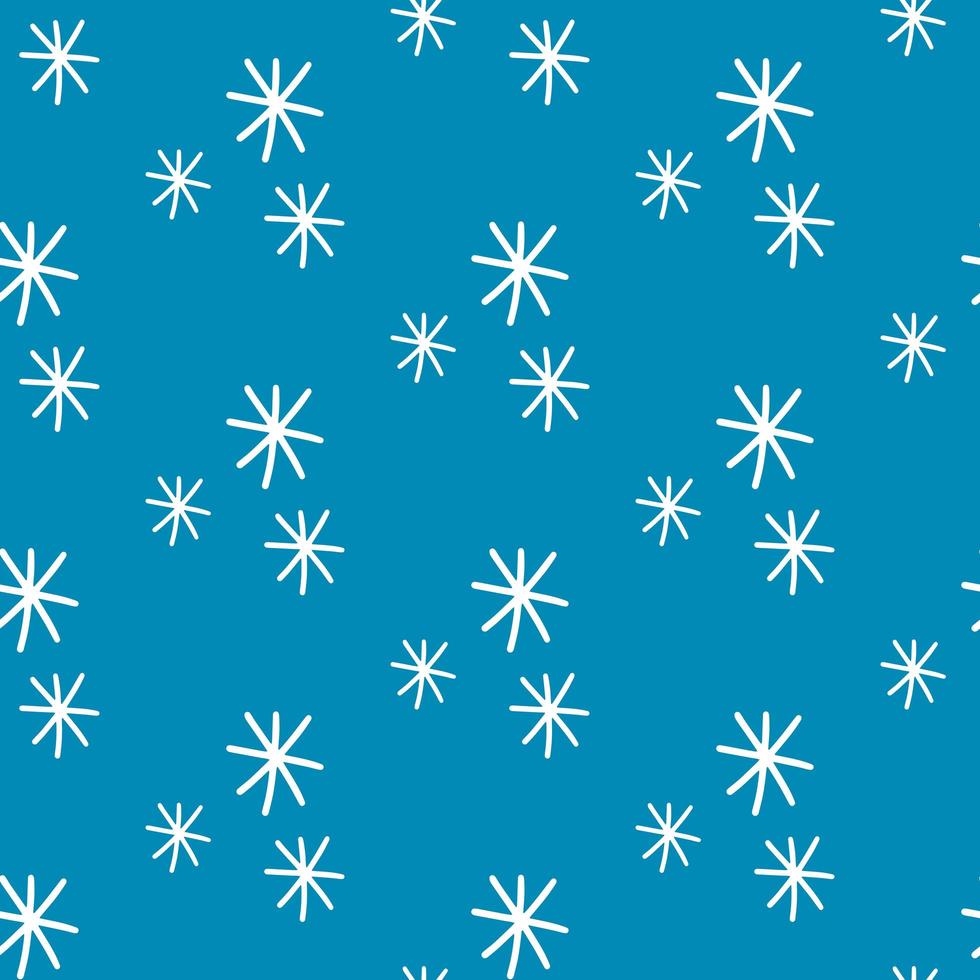weiße Schneeflocken auf blauem Hintergrund. Winter nahtlose Muster. vektor