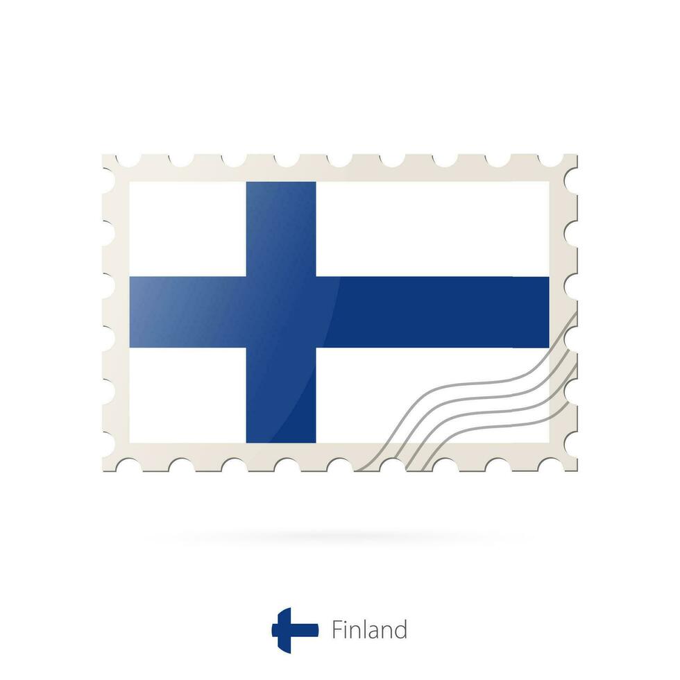 Porto Briefmarke mit das Bild von Finnland Flagge. vektor
