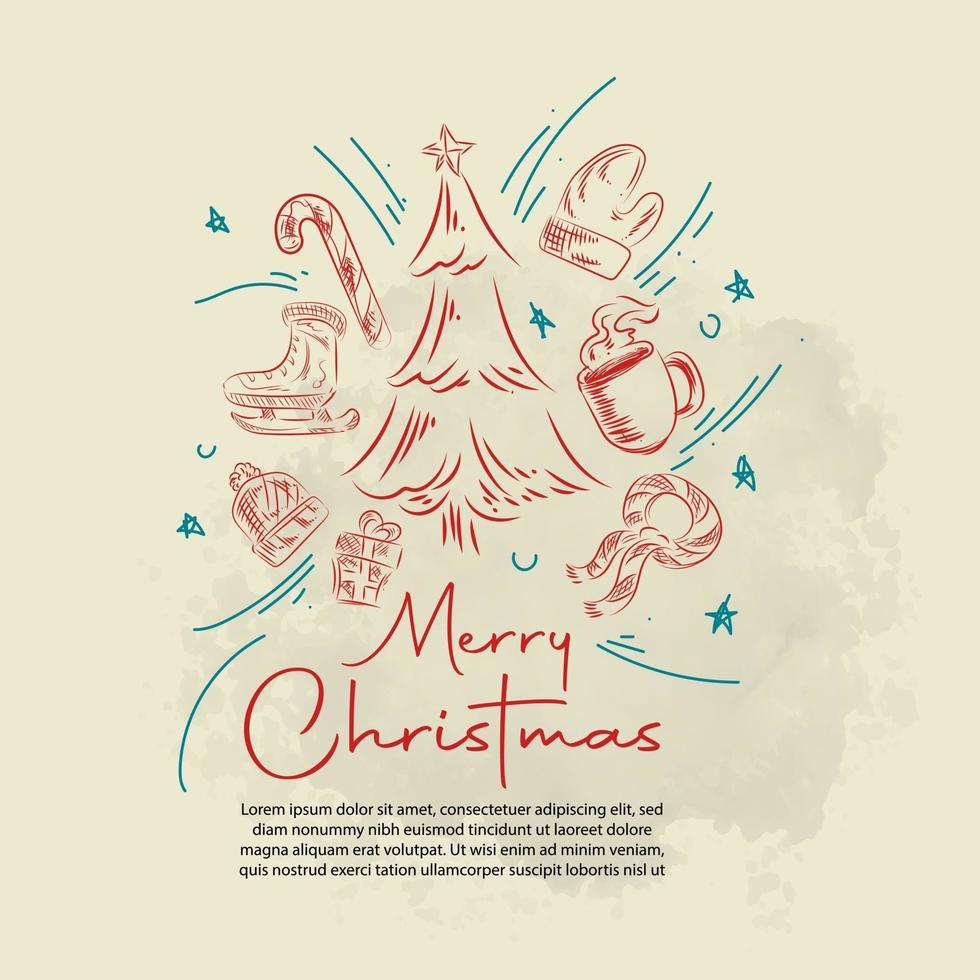 Weihnachtsdesign Hintergrund Doodle Element vektor