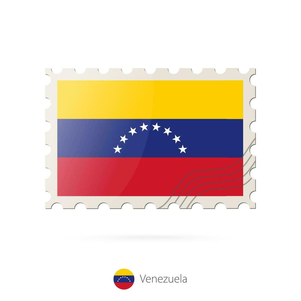 Porto Briefmarke mit das Bild von Venezuela Flagge. vektor