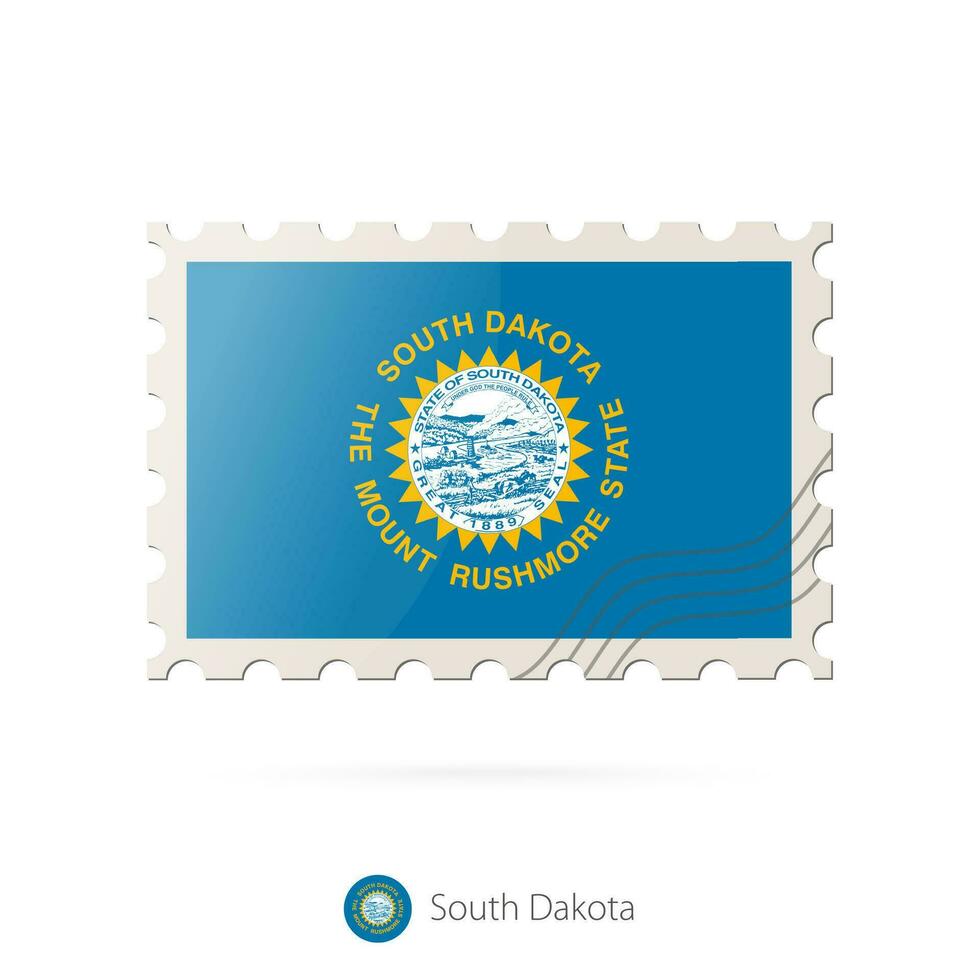 porto stämpel med de bild av söder dakota stat flagga. vektor