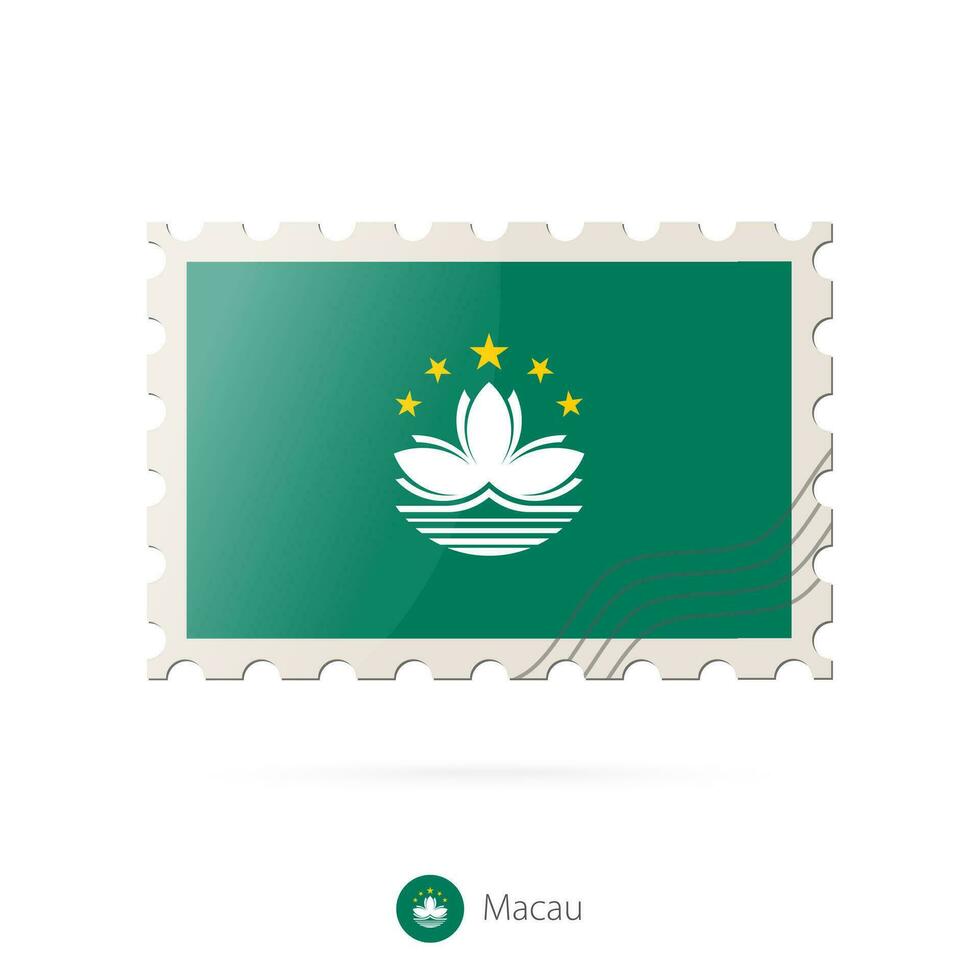 Porto Briefmarke mit das Bild von Macau Flagge. vektor