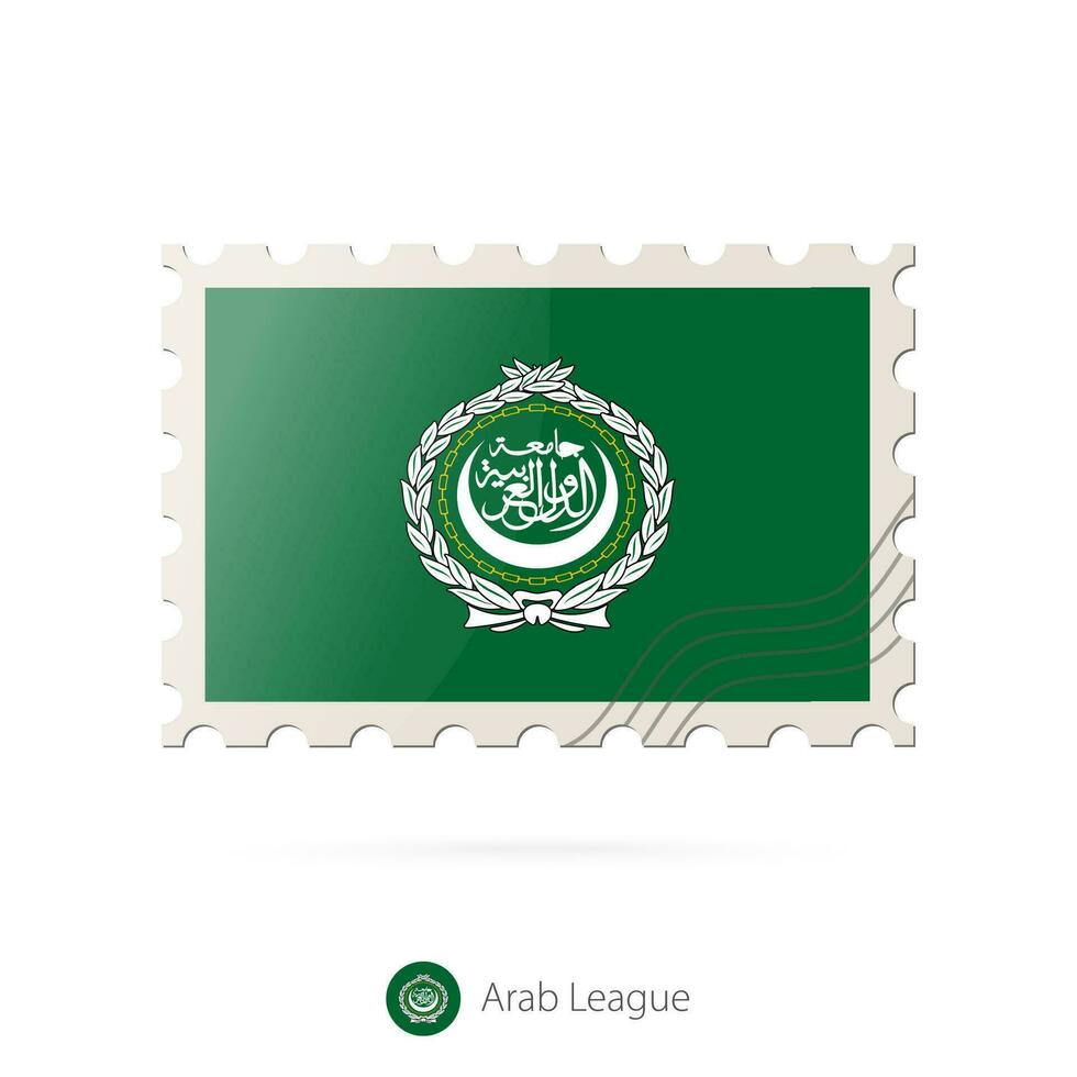 Porto Briefmarke mit das Bild von arabisch Liga Flagge. vektor