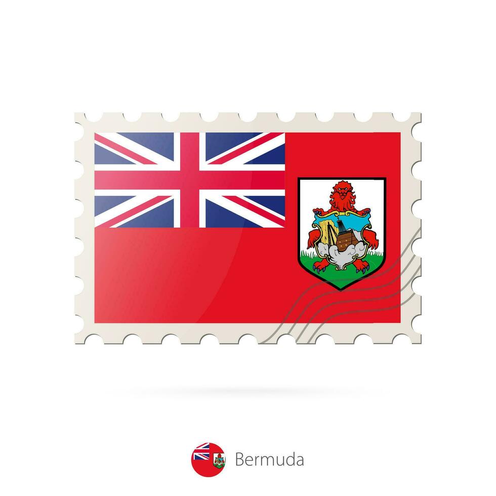 Porto Briefmarke mit das Bild von Bermudas Flagge. vektor
