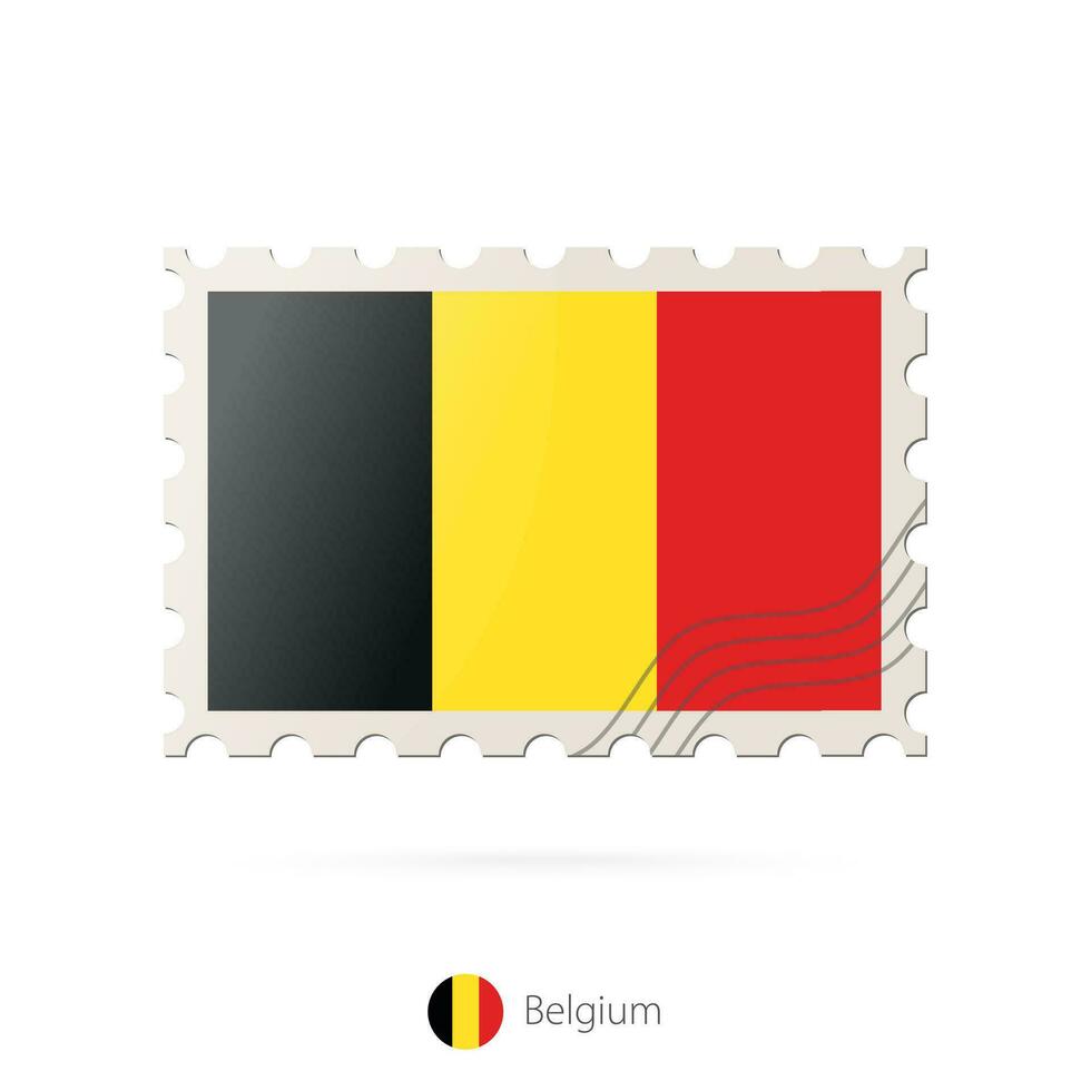 Porto Briefmarke mit das Bild von Belgien Flagge. vektor